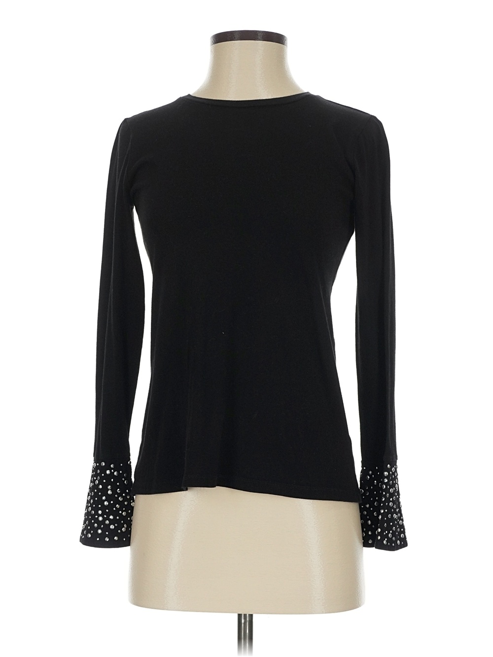 MICHEAL KORS BLACK LONG SLEEVE TOP WITH STUDDED CUFFS SIZE LARGE